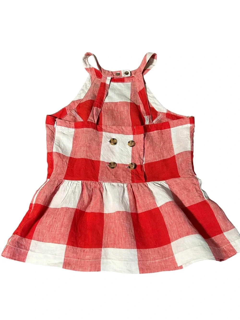 Crown & Ivy Women's Size 6
Red White Gingham Linen
Peplum Halter Top - Picture 3 of 8